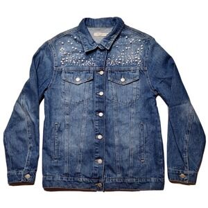 MAVI JEANS CO Women Small Pearl‎ Embellished Denim Jean Jacket